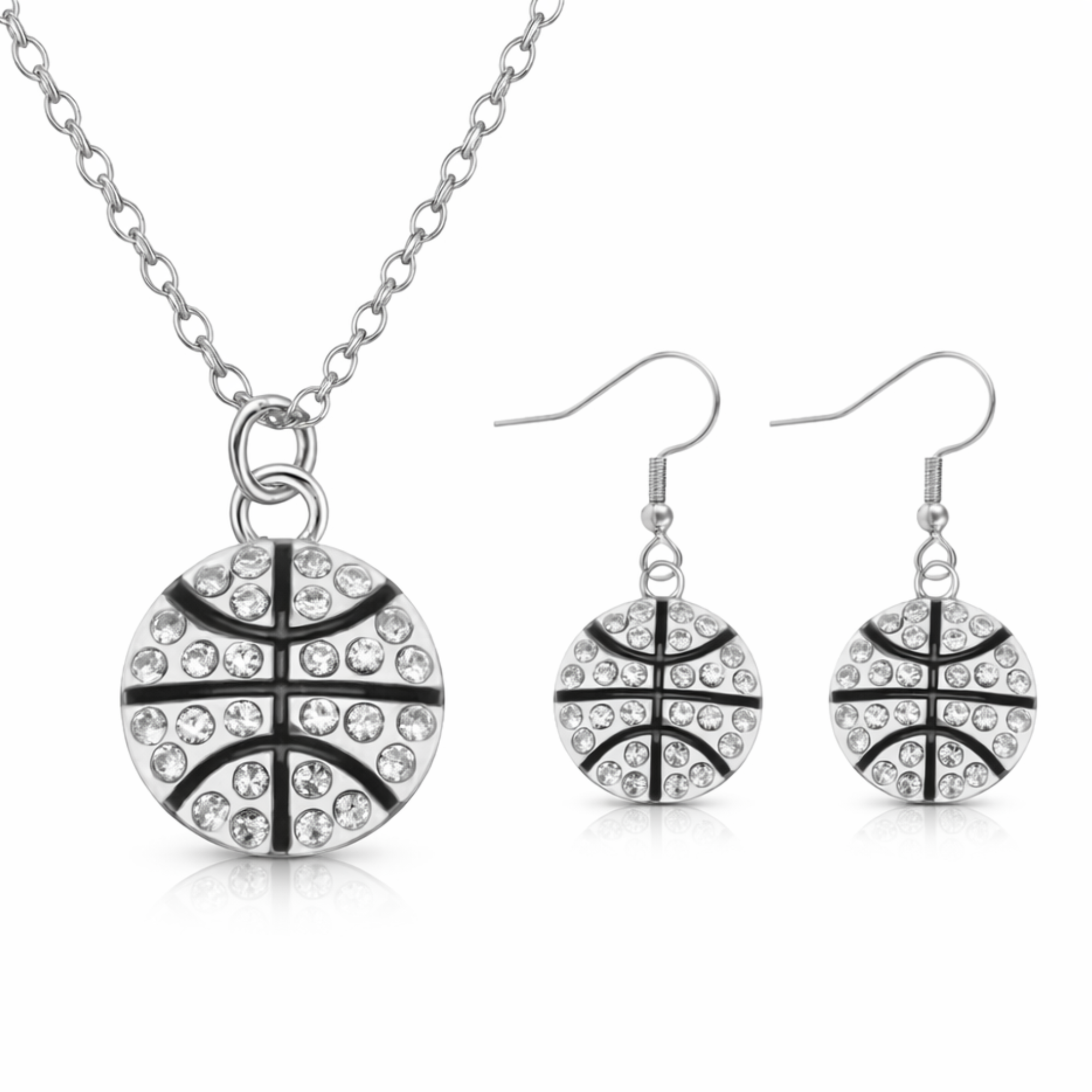Basketball Rhinestone Jewelry Set - Necklace & Earrings