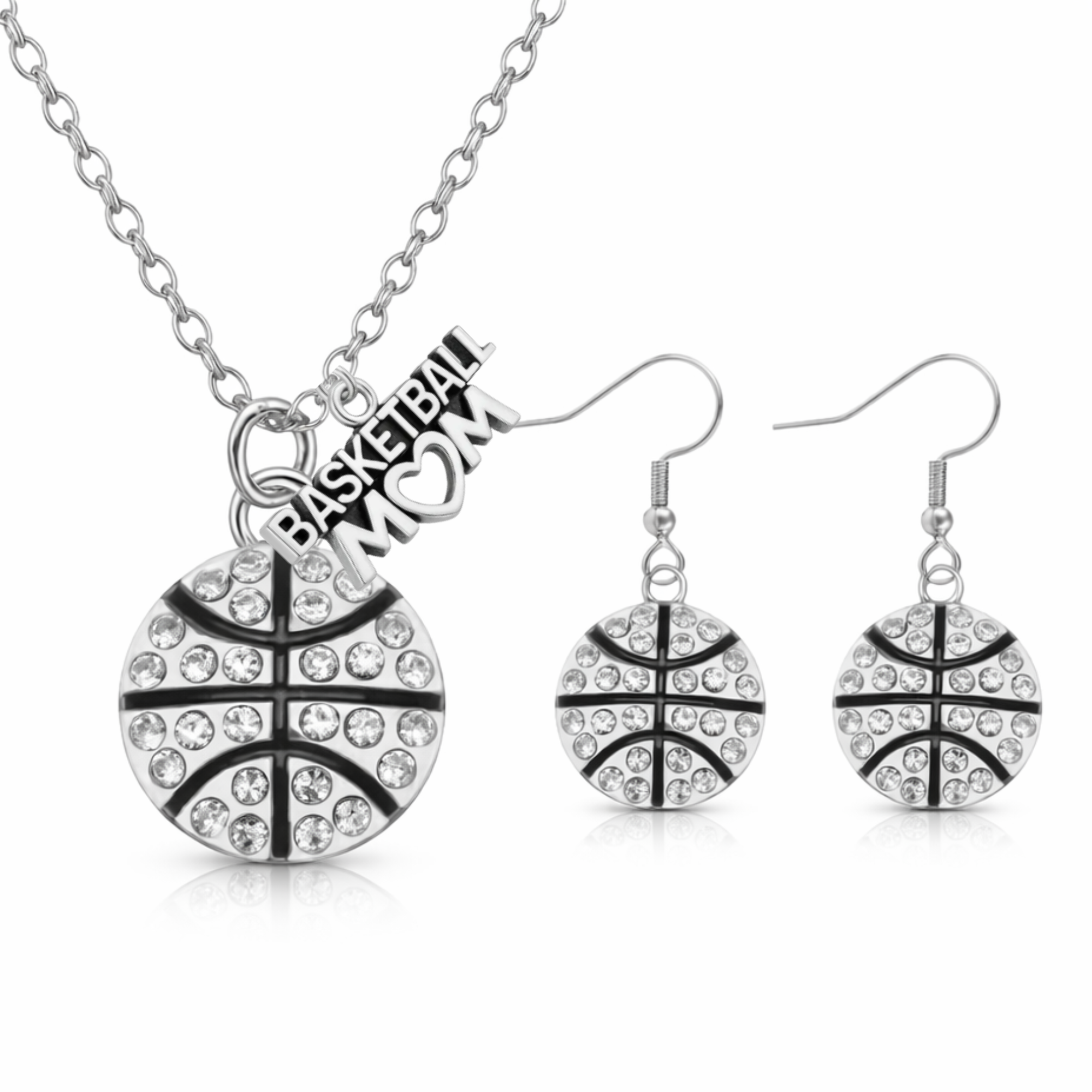 Basketball Mom Rhinestone Gift Set - Necklace & Earrings