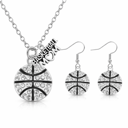 Basketball Mom Rhinestone Gift Set - Necklace & Earrings