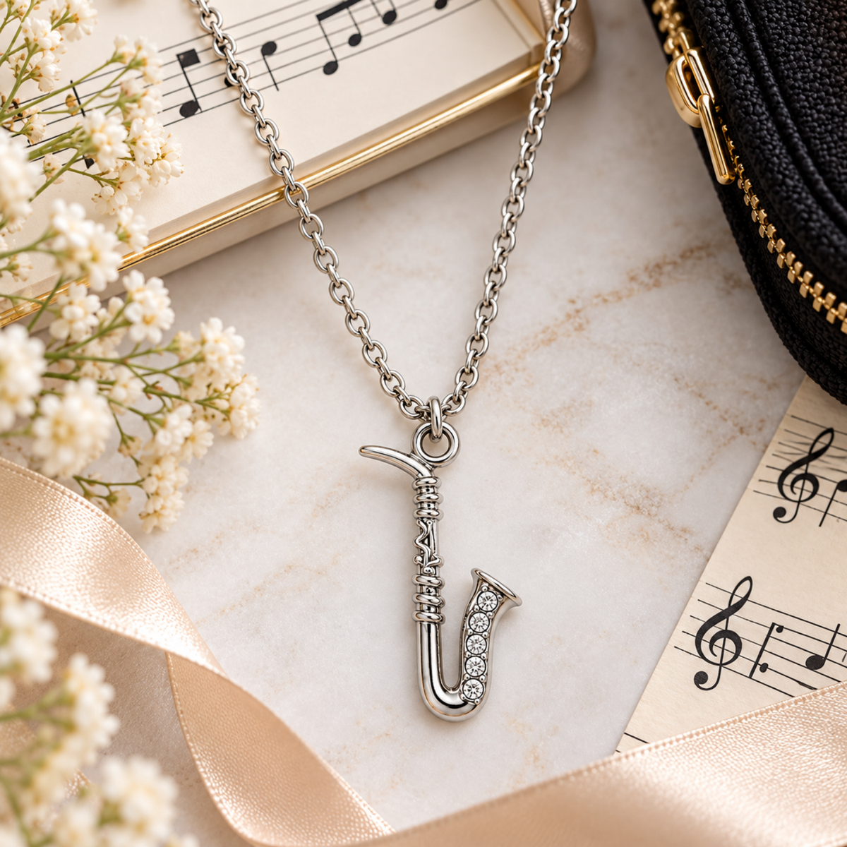 Saxophone Charm Necklace