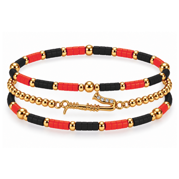 Saxophone Music Instrument Bracelet Stack