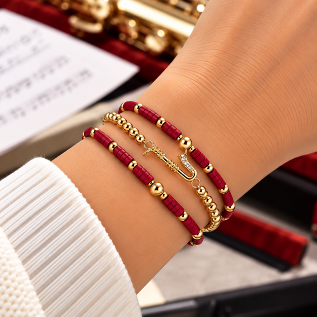 Saxophone Music Instrument Bracelet Stack