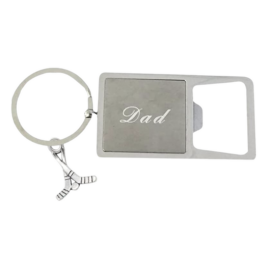 Ice Hockey Dad Stainless Steel Bottle Opener Keychain, Father Gift, I Love you Dad Keychain Makes Perfect Gift for Fathers