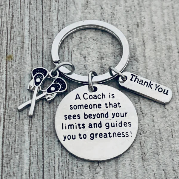 Lacrosse Coach Keychain with Inspirational Charms