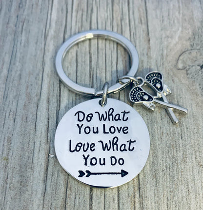 Lacrosse Keychain with Inspirational Charms