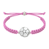 Baby pink adjustable bracelet with silver soccer ball charm and sporty design.