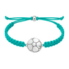 Turquoise soccer bracelet with silver-tone soccer ball charm and sliding knot design