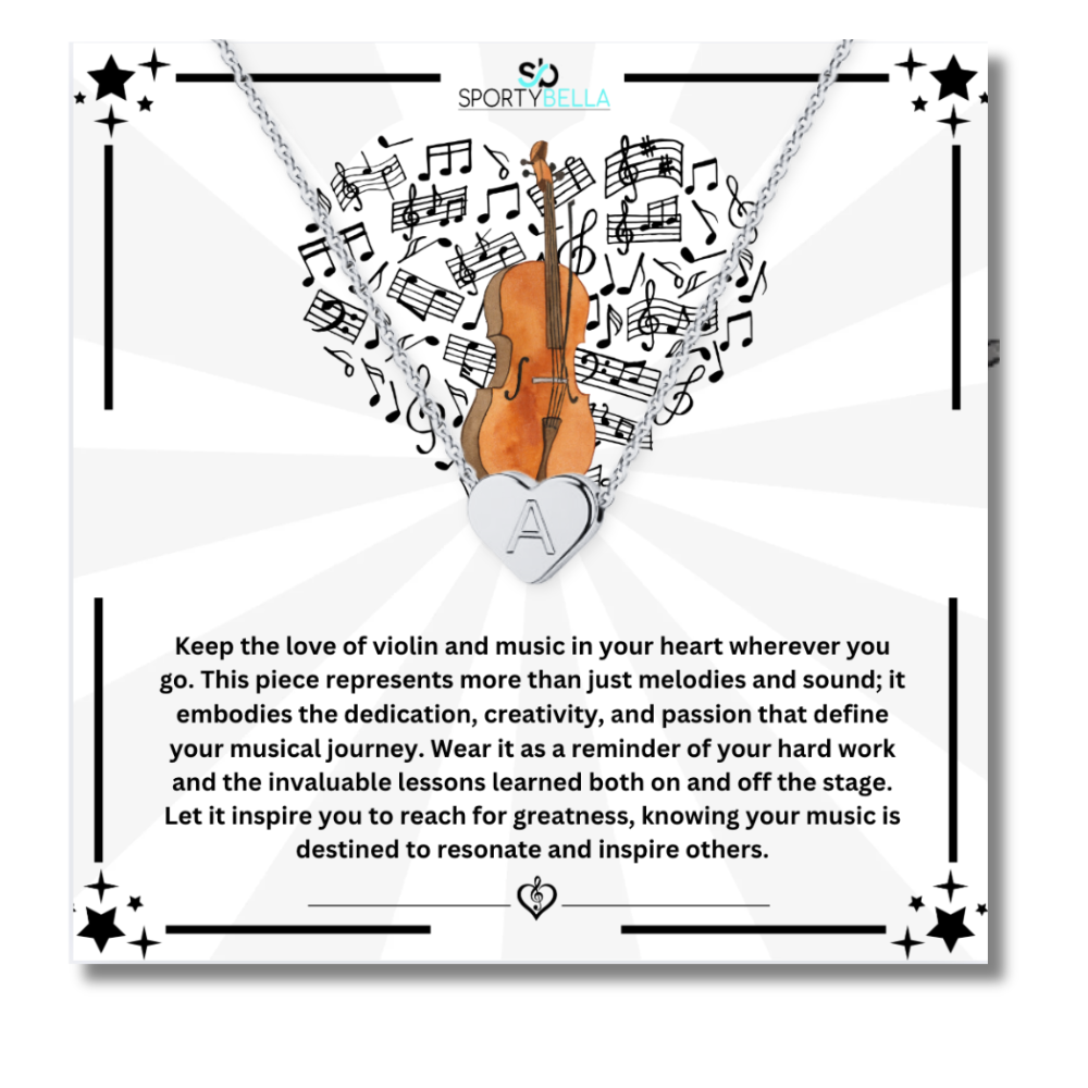 Violin Heart Initial Necklace