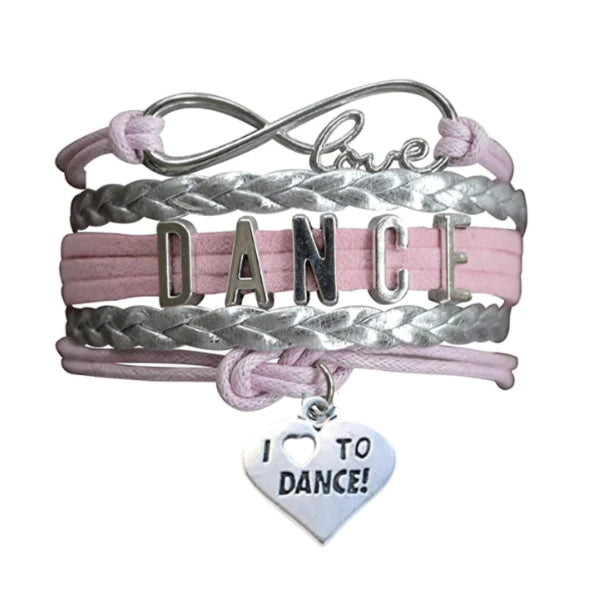 Girls Dance Infinity Bracelet - Choose Charm & Colors