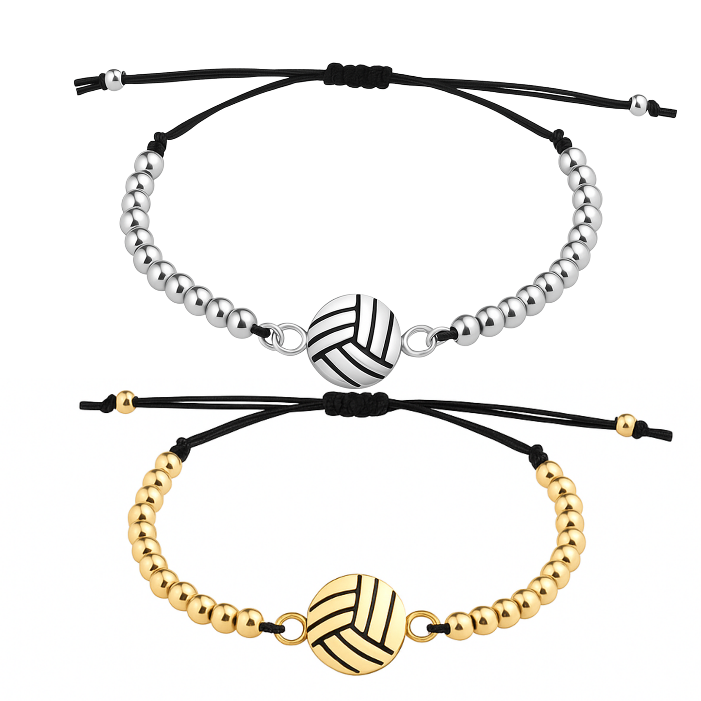 Volleyball Beaded Adjustable Charm Bracelet