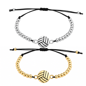 Volleyball Beaded Adjustable Charm Bracelet