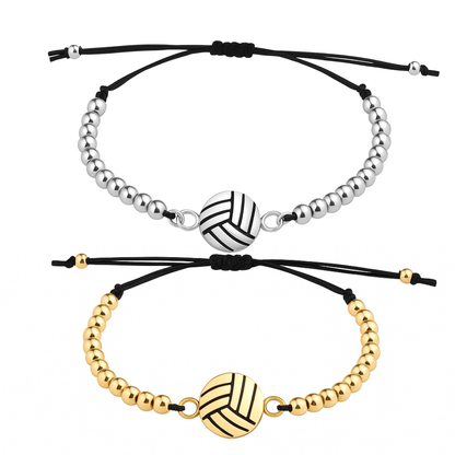 Volleyball Beaded Adjustable Charm Bracelet