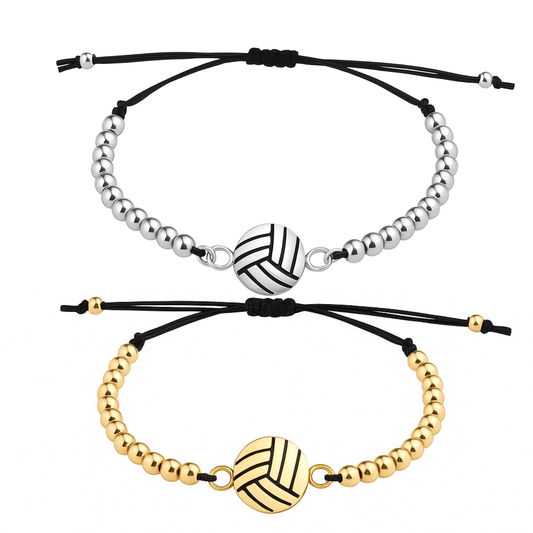 Volleyball Beaded Adjustable Charm Bracelet
