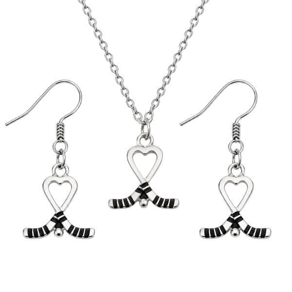 Ice Hockey Heart Jewelry Set
