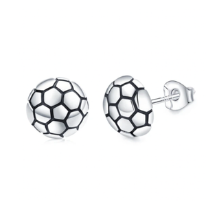 Soccer Silver Stud Earrings