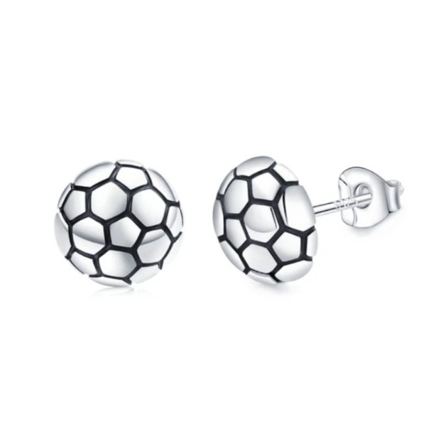 Soccer Silver Stud Earrings