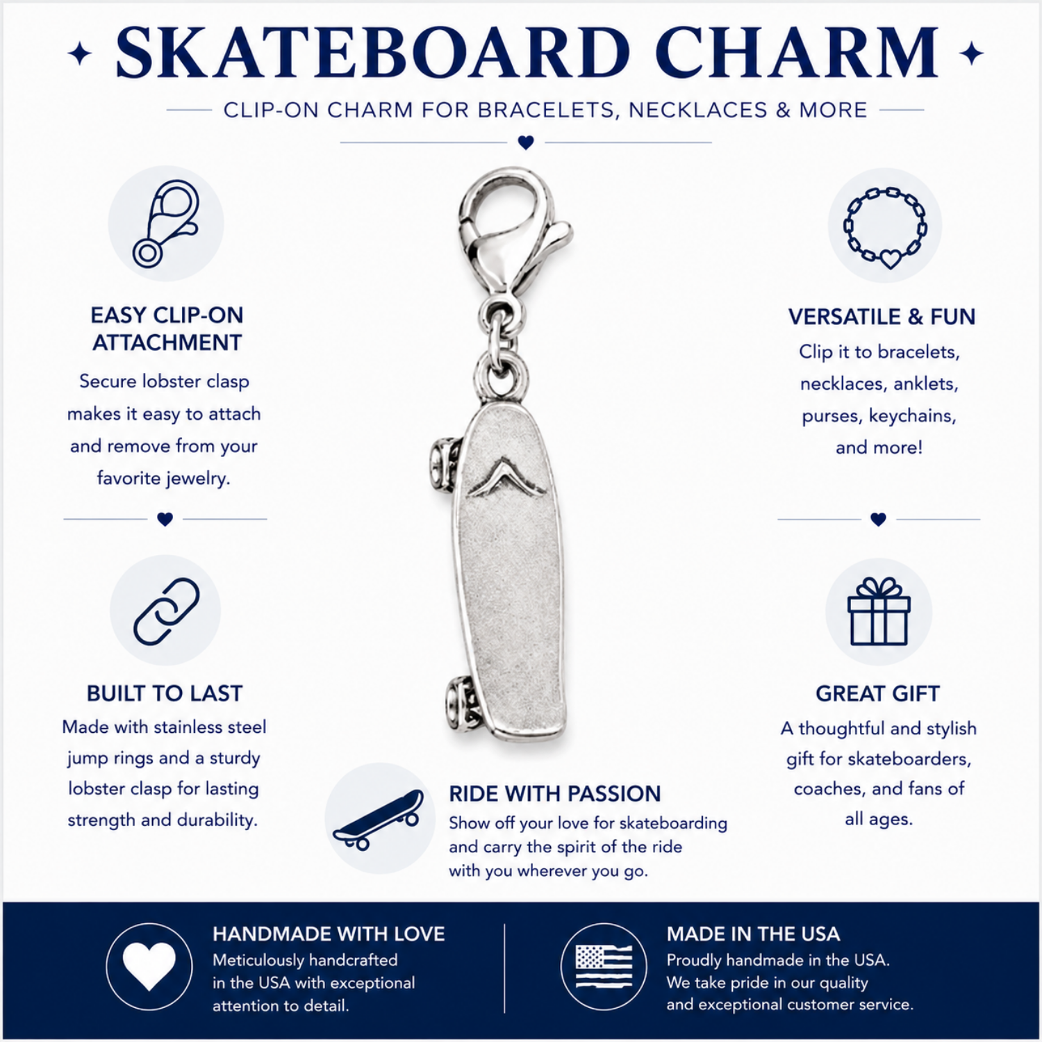 Skateboard Clip On Zipper Pull