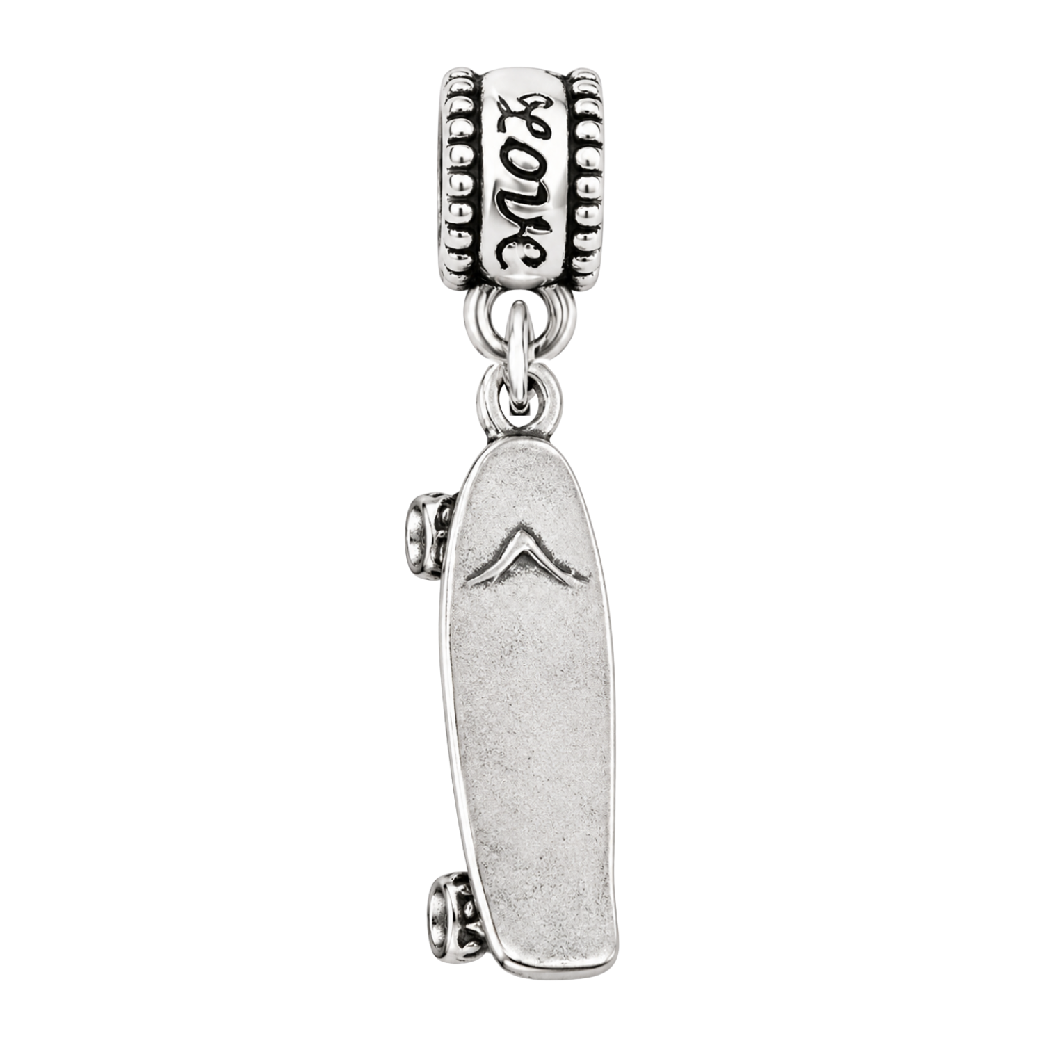 Skateboard Silver Charm Bead