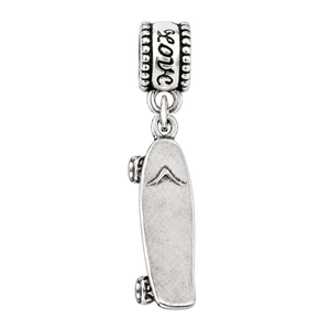 Skateboard Silver Charm Bead