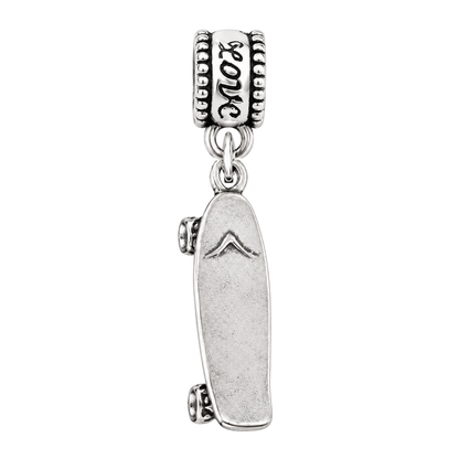Skateboard Silver Charm Bead