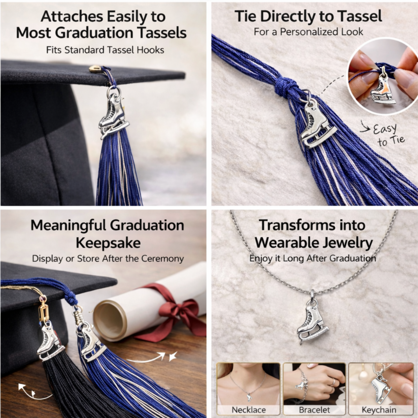 Skating Graduation Tassel Charm