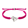 Hot pink braided skating bracelet with silver skate charm and adjustable fit