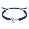 navy blue skate bracelet with stainless steel charm for team spirit