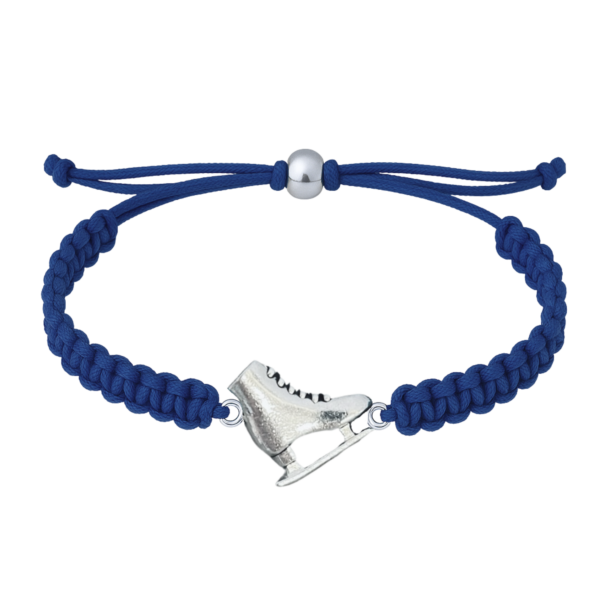 navy blue skate bracelet with stainless steel charm for team spirit