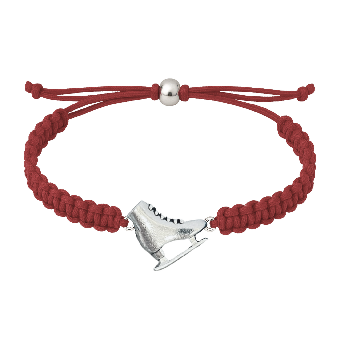  Deep red maroon skating bracelet with silver skate charm, great gift for teams