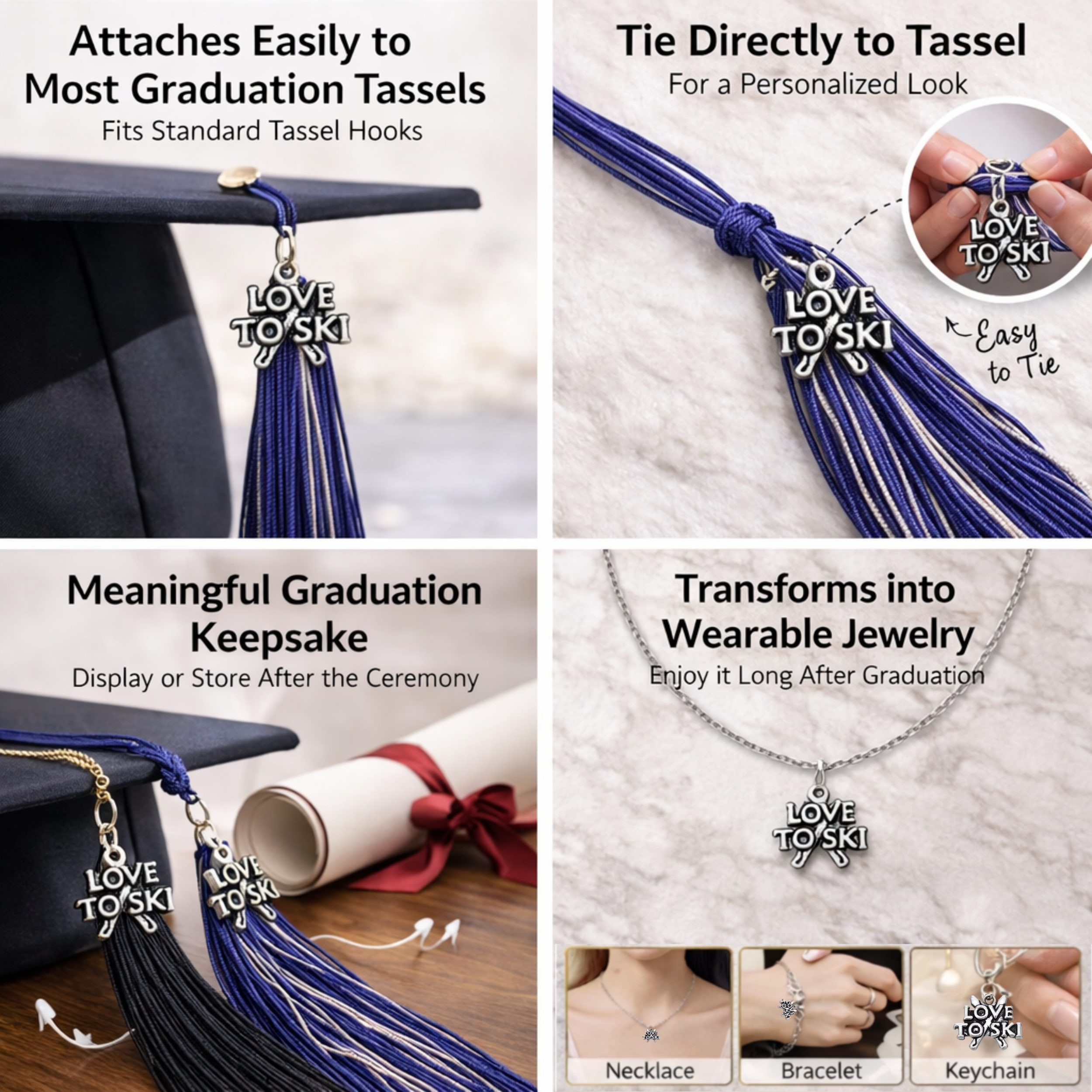 Ski & Snowboard Graduation Tassel Charm