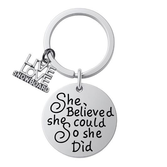 Snowboarding She Believed She Could So She Did Keychain