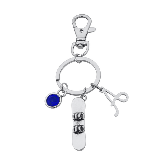 Snowboarding Zipper Pull Keychain with Personalized Charms