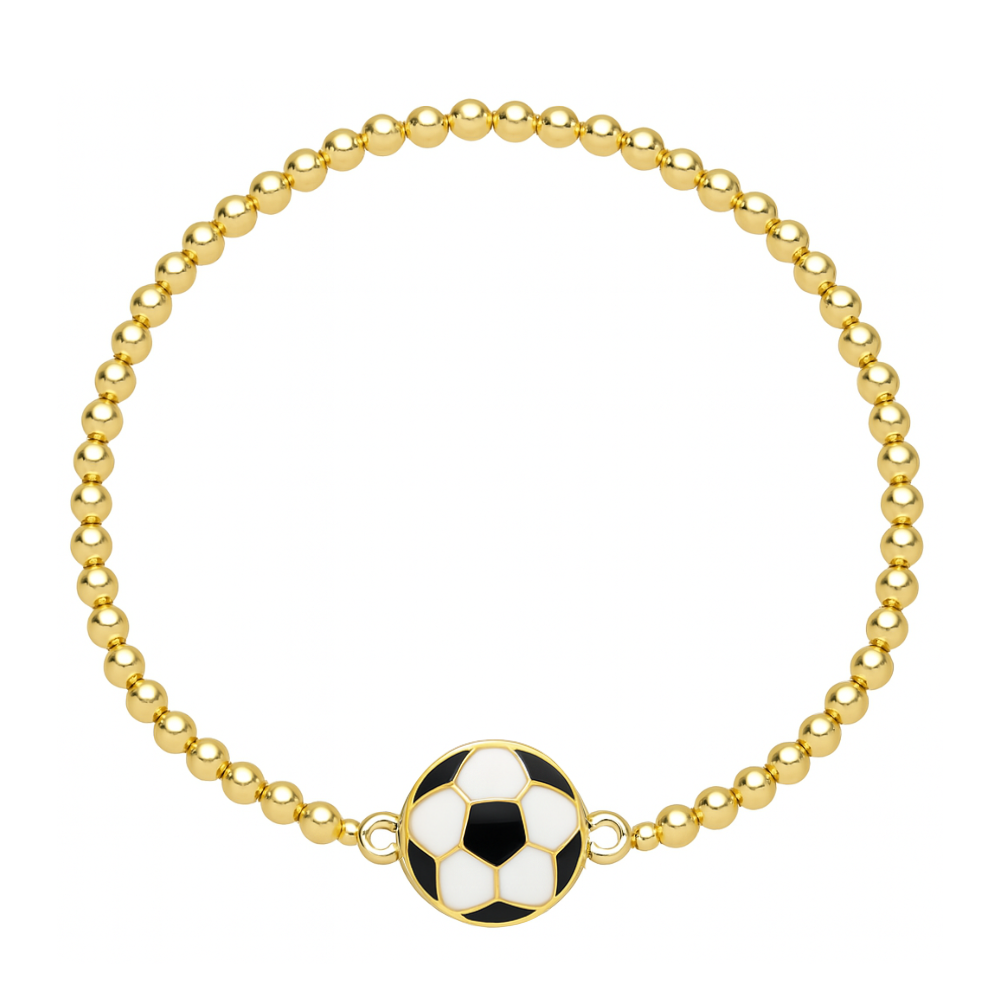 Soccer 14k Gold Beaded Bracelet
