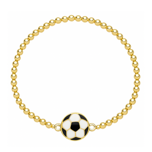 Soccer 14k Gold Beaded Bracelet for women, girls and teens