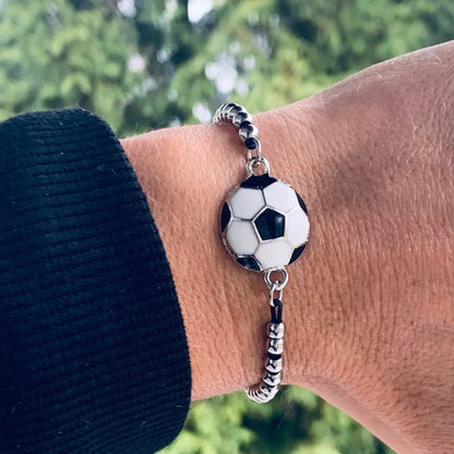 Soccer Beaded Charm Adjustable Bracelet - Pick Charm