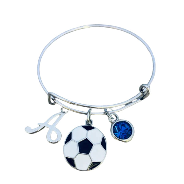 Soccer Birthstone Bangle Bracelet