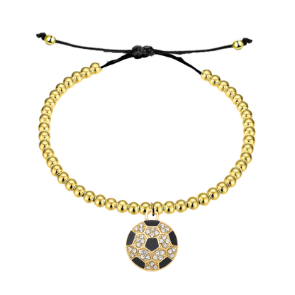 Soccer Gold Beaded Hanging Charm Bracelet