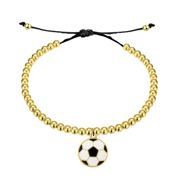 Soccer Gold Beaded Hanging Charm Bracelet
