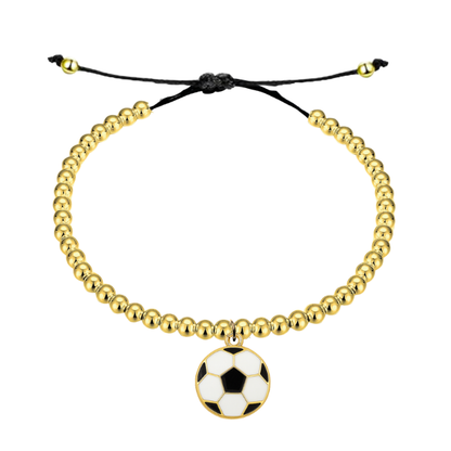 Soccer Gold Beaded Hanging Charm Bracelet