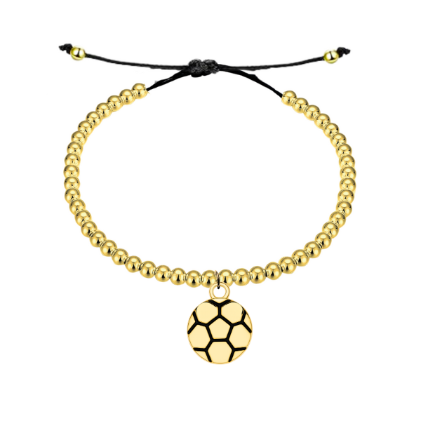 Soccer Gold Beaded Hanging Charm Bracelet