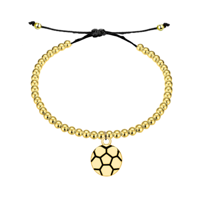 Soccer Gold Beaded Hanging Charm Bracelet