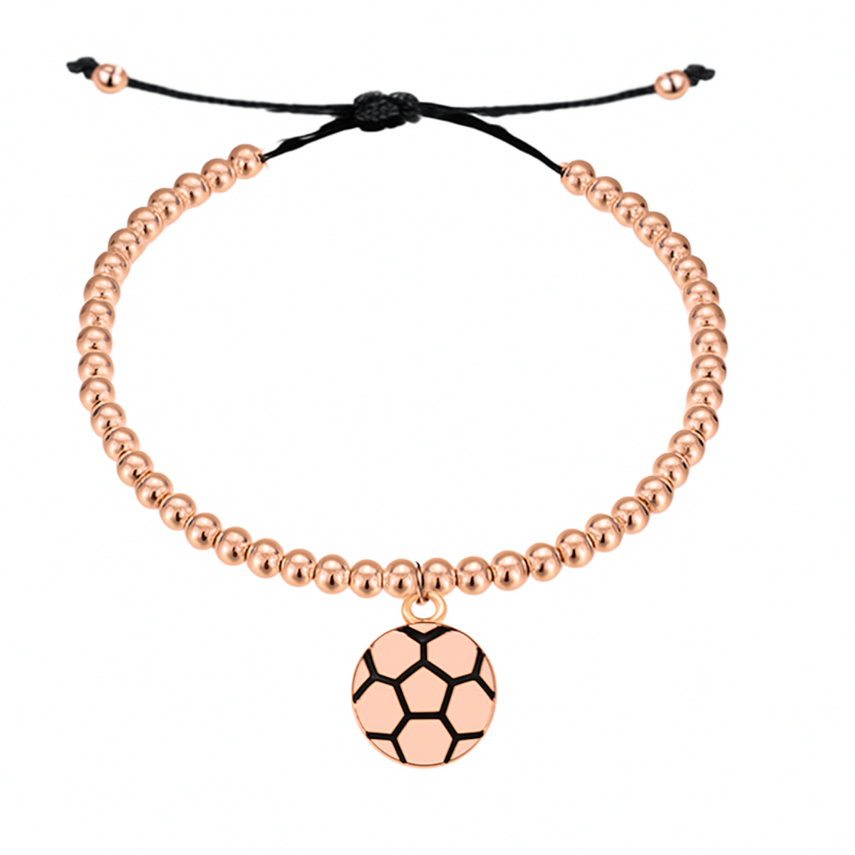 Soccer Rose Gold Beaded Hanging Charm Bracelet