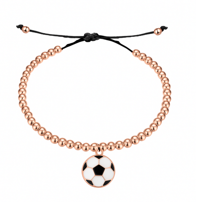 Soccer Rose Gold Beaded Hanging Charm Bracelet
