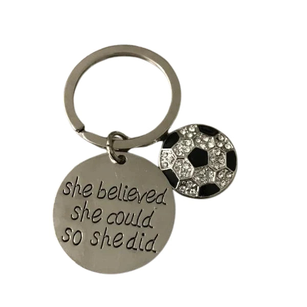 Girls Soccer She Believed She Could Keychain