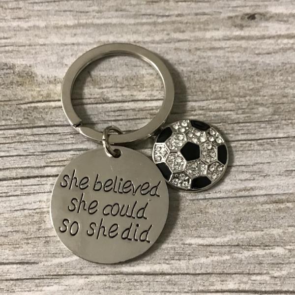 Girls Soccer She Believed She Could Keychain