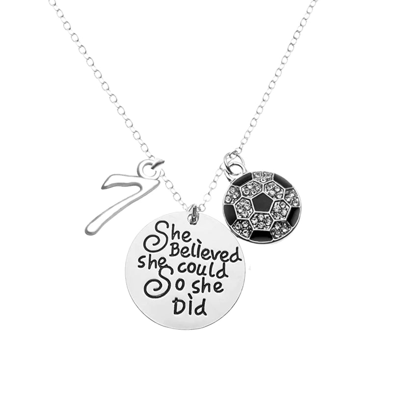 Soccer She Believed She Could So She Did Necklace with a Personalized Charm