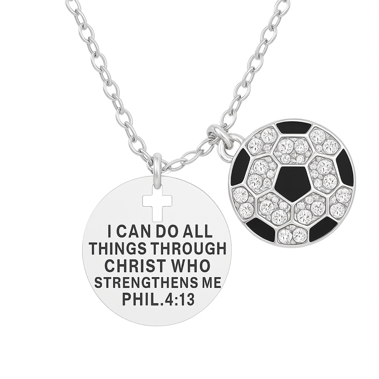 Soccer Necklace - I Can Do All Things Through Christ Who Strengthens Me
