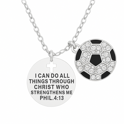 Soccer Necklace - I Can Do All Things Through Christ Who Strengthens Me