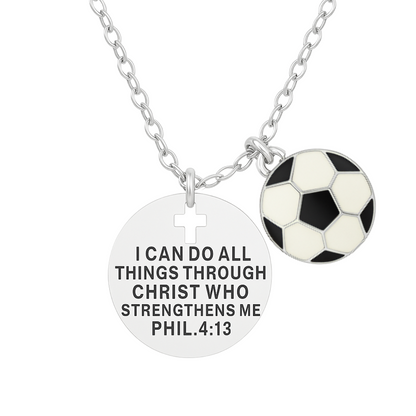 Soccer Necklace - I Can Do All Things Through Christ Who Strengthens Me