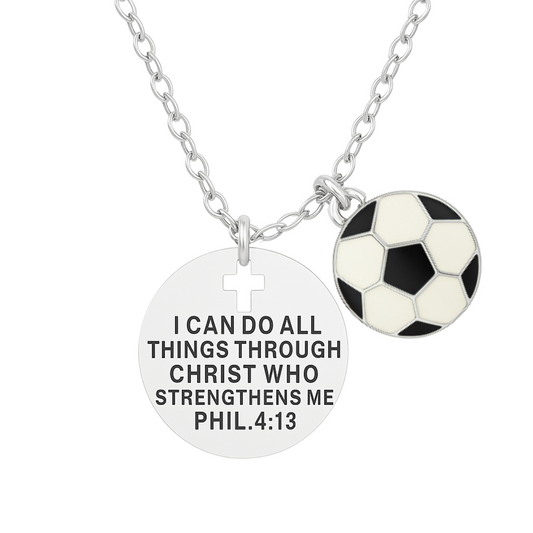 Soccer Necklace - I Can Do All Things Through Christ Who Strengthens Me